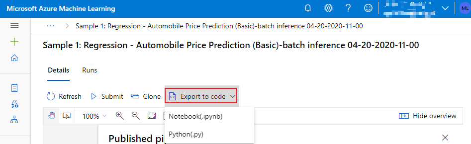 export-published-pipeline